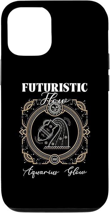 iPhone 12/12 Pro Futuristic Flow Aquarius Glow | Zodiac Sign | Horoscope Case - Aquarius Phone Case for men