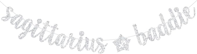 Sagittarius Baddie Banner, Sagittarius Happy Birthday Decor, 12 Constellation Zodiac Sagittarius Themed Birthday Party Decorations for Boys and Girls (Silver) - Sagittarius Home Decor for men