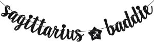 Sagittarius Baddie Banner, Sagittarius Happy Birthday Decor, 12 Constellation Zodiac Sagittarius Themed Birthday Party Decorations for Boys and Girls (Black) - Sagittarius Home Decor for men