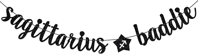 Sagittarius Baddie Banner, Sagittarius Happy Birthday Decor, 12 Constellation Zodiac Sagittarius Themed Birthday Party Decorations for Boys and Girls (Black) - Sagittarius Home Decor for men
