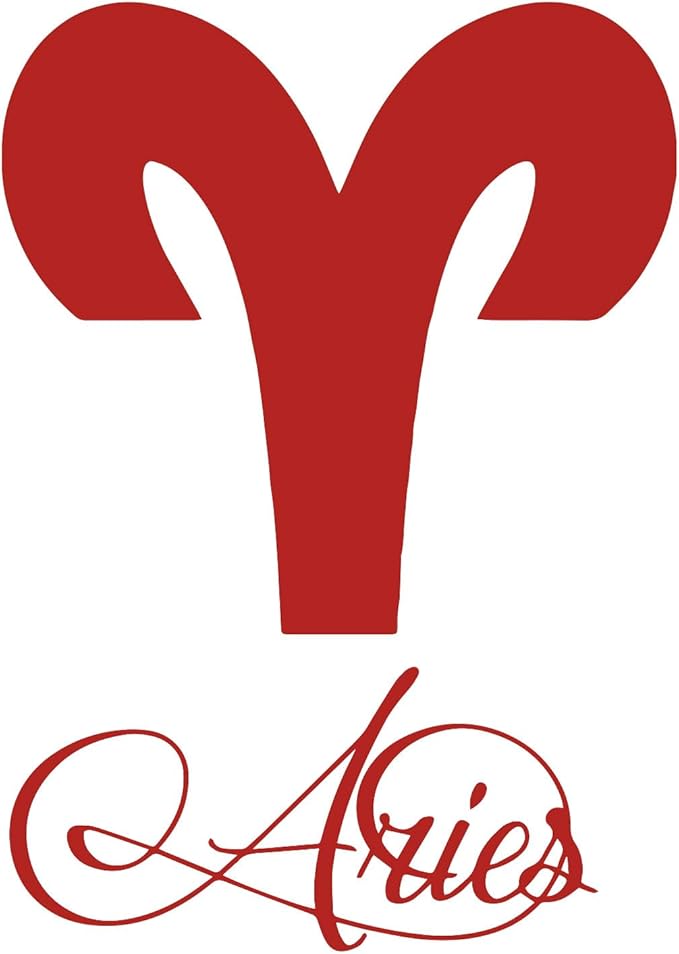Zodiac Sign Aries Script Writing Silhouette 6" Vinyl Sticker Car Decal (6" Red) - Aries Sticker for men