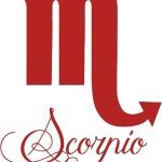 Zodiac Sign Scorpio Script Writing Silhouette 6" Vinyl Sticker Car Decal (6" Red) - Scorpio Sticker for men