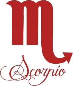 Zodiac Sign Scorpio Script Writing Silhouette 6" Vinyl Sticker Car Decal (6" Red) - Scorpio Sticker for men