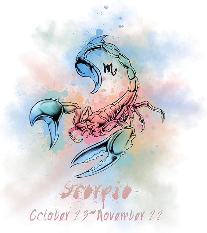 H+CO Inspired Scorpio Zodiac Sign – The Scorpion, Colorful Artwork, Ideal Poster wall Art Décor for Home, Office, Bedroom, Kitchen and Children Room, Dorm and She Cave Unframed 11 x 14 Inch - Scorpio Canvas for men