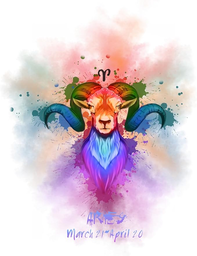 H+CO Inspired Aries Zodiac Sign – The Ram, Colorful Artwork, Ideal Poster wall Art Décor for Home, Office, Bedroom, Kitchen, Children room, and Games Room Unframed 8 x 10 Inch - Aries Poster for men