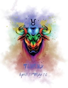 H+CO Inspired Taurus Zodiac Sign – The Bull, Colorful Artwork, Ideal Poster wall Art Décor for Home, Office, Bedroom, Kitchen and Children Room, Dorm and She Cave Unframed 11 x 14 Inch - Taurus Products for men