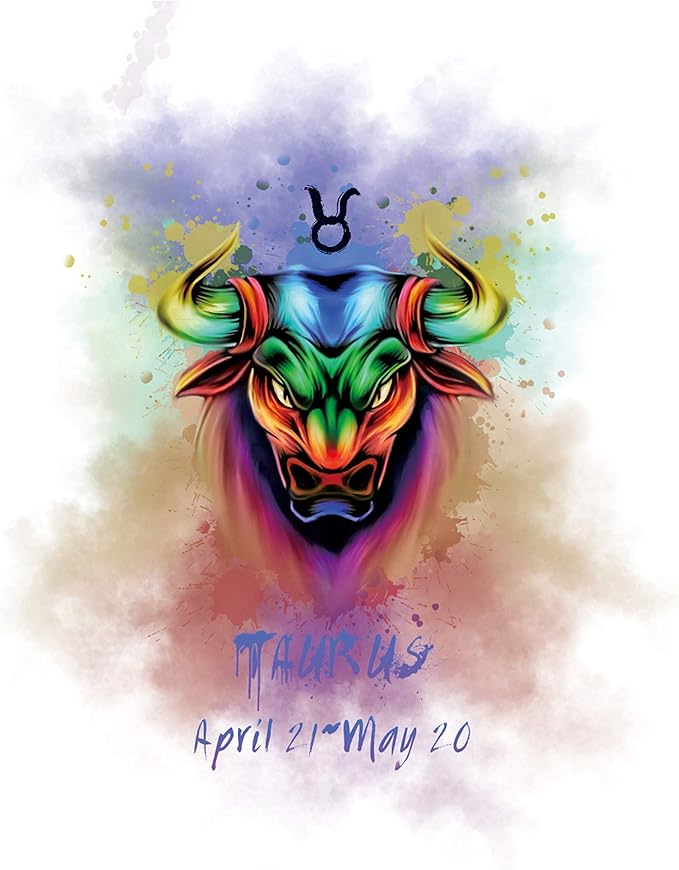 H+CO Inspired Taurus Zodiac Sign – The Bull, Colorful Artwork, Ideal Poster wall Art Décor for Home, Office, Bedroom, Kitchen and Children Room, Dorm and She Cave Unframed 11 x 14 Inch - Taurus Products for men