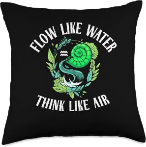 Flow Like Water Think Like Air Aquarius Gift Flow Water Think Like Air | Aquarius Zodiac | Horoscope Throw Pillow, 18x18, Multicolor - Aquarius Pillow for men