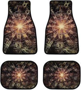 Horoscope-Pattern Car Front/Rear Floor Mats 4 Pieces Set, Rubber Non Slip Backing Washable, Automotive Carpet Interior Decortaive, for Sedan,Vans,Sedan,RV. - Virgo Car Floor Mat for men