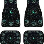 Round-Zodiac-Signs Car Front/Rear Floor Mats 4 Pieces Set, Rubber Non Slip Backing Washable, Automotive Carpet Interior Decortaive, for Sedan,Vans,Sedan,RV. - Virgo Car Floor Mat for men