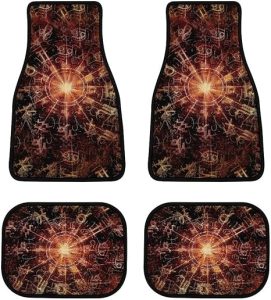 Astrology-Horoscope Pattern Car Front/Rear Floor Mats 4 Pieces Set, Rubber Non Slip Backing Washable, Automotive Carpet Interior Decortaive, for Sedan,Vans,Sedan,RV. - Virgo Car Floor Mat for men