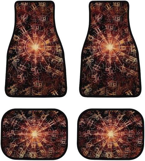 Astrology-Horoscope Pattern Car Front/Rear Floor Mats 4 Pieces Set, Rubber Non Slip Backing Washable, Automotive Carpet Interior Decortaive, for Sedan,Vans,Sedan,RV. - Virgo Car Floor Mat for men