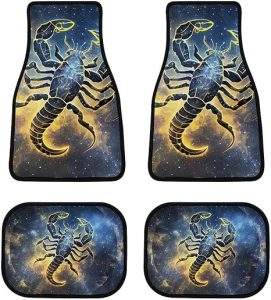 Scorpio-Zodiac-Astrology Car Front/Rear Floor Mats 4 Pieces Set, Rubber Non Slip Backing Washable, Automotive Carpet Interior Decortaive, for Sedan,Vans,Sedan,RV. - Virgo Car Floor Mat for men