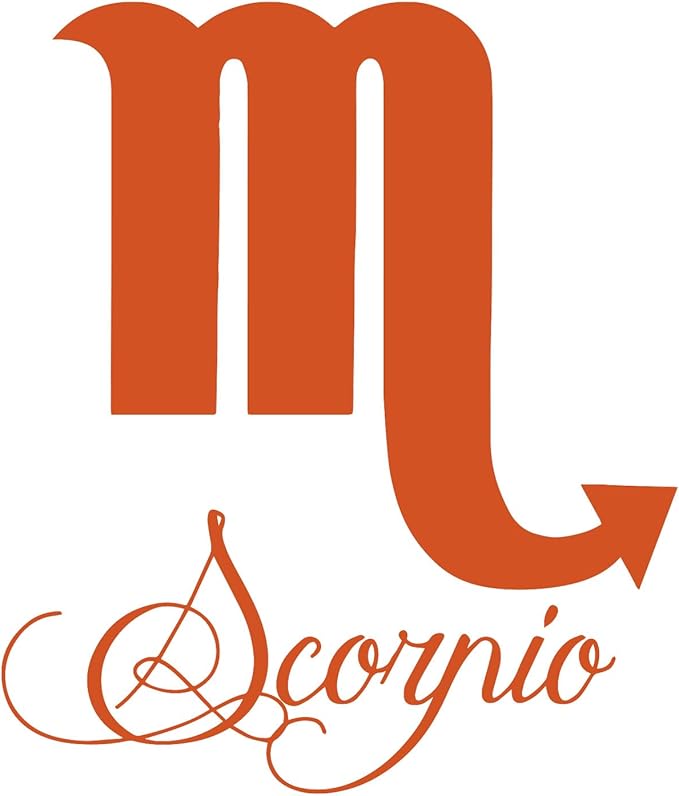 Zodiac Sign Scorpio Script Writing Silhouette 6" Vinyl Sticker Car Decal (6" Orange) - Scorpio Sticker for men