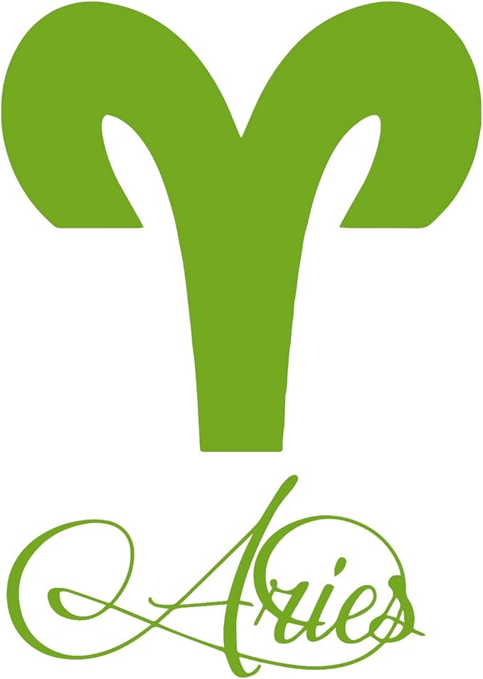 Zodiac Sign Aries Script Writing Silhouette 6" Vinyl Sticker Car Decal (6" Lime) - Aries Sticker for men