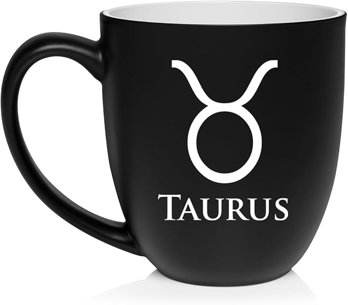 Daylor Taurus Zodiac Horoscope Ceramic Coffee Mug Tea Cup Gift (16oz Matte Black) - Taurus for men