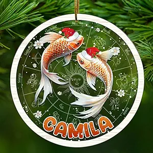 Personalized Pisces Sign Ornament Gifts for Women Men Tree Hanging Home Decor Acrylic Custom Name Zodiac Constellation Gift for Him Her Astrology Lovers Housewarming Birthday Christmas - Pisces Home Decor for men