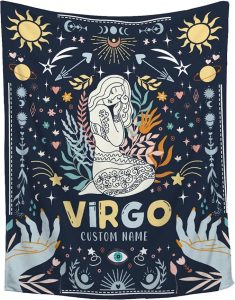 Custom Virgo Blanket, Personalized Name Zodiac Blanket, Virgo Zodiac Constellation Throw Blanket, Astrology Gifts, 50"x60"-Full Size for Teens - Virgo Blanket for men