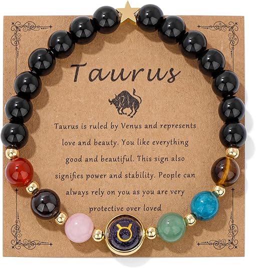 GolbalJew Zodiac Bracelets for Women 12 Constellations Healing Crystal Stone Beads Bracelet Birthday Zodiac Gifts Horoscope Spiritual Bracelet - Taurus Products for men
