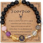 GolbalJew Zodiac Bracelets for Women 12 Constellations Healing Crystal Stone Beads Bracelet Birthday Zodiac Gifts Horoscope Spiritual Bracelet - Scorpio Products for men