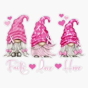 Pink Gnome Breast Cancer Awareness Sticker Vinyl Decal Car Laptop Wall Window Bumper Sticker 5" - Cancer Car Accessories for men