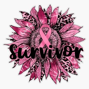 Pink Ribbon Sunflower Breast Cancer Awareness Women Kids Sticker Vinyl Decal Car Laptop Wall Window Bumper Sticker 5" - Cancer Car Accessories for men
