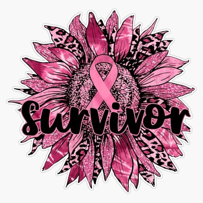 Pink Ribbon Sunflower Breast Cancer Awareness Women Kids Sticker Vinyl Decal Car Laptop Wall Window Bumper Sticker 5" - Cancer Car Accessories for men