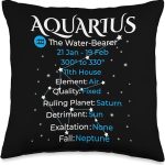 Astrology Zodiac Sign Info Aquarius Zodiac Throw Pillow, 16x16, Multicolor - Aquarius Pillow for men