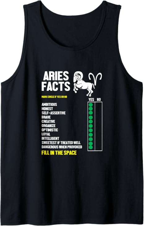 Funny Zodiac Sign Aries Facts Tank Top - Aries T-Shirt for men