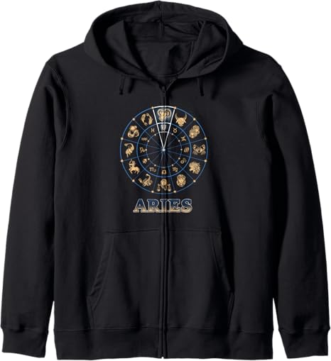 Horoscope Ascendant Aries Zodiac Sign Zip Hoodie - Aries Hoodie for men