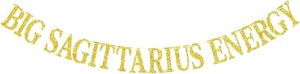 Big Sagittarius Energy Banner, Sagittarius Birthday Decor, 12 Zodiac Constellations Birthday Themed Party Decorations (Gold) - Sagittarius Home Decor for men