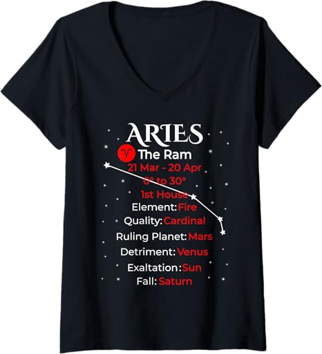 Womens Aries Zodiac V-Neck T-Shirt - Aries T-Shirt for men