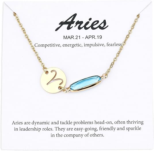 14k Gold Plated Zodiac Birthstone Bracelet, Horoscope Sign Charm Link Bracelet for Women Birthday Gift - Aries for men