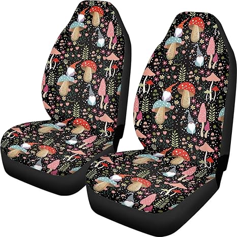 Mushroom Car Seat Covers 2 Pcs Front Seats Only,Washable Auto Interior Bucket Seat Cushion,Universal Fit Car Decor for Cars,Trucks,Van,SUV,Easy to Install - Aquarius Car Seat Cover for men