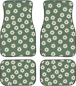 JEOCODY Sage Green Hippie Daisy Car Floor Mats Carpet Soft Rubber Car Floor Mats Carpet Black 2PCS Non Slip Car Front Rear Floor Liner Auto Accessories Car Mats for Women All Weather - Virgo Car Floor Mat for men
