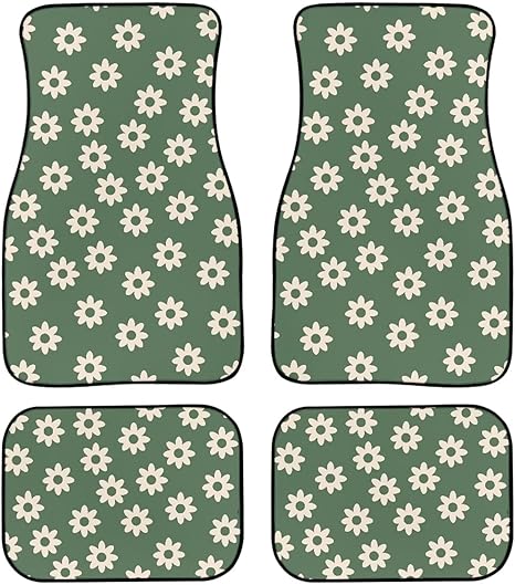 JEOCODY Sage Green Hippie Daisy Car Floor Mats Carpet Soft Rubber Car Floor Mats Carpet Black 2PCS Non Slip Car Front Rear Floor Liner Auto Accessories Car Mats for Women All Weather - Virgo Car Floor Mat for men