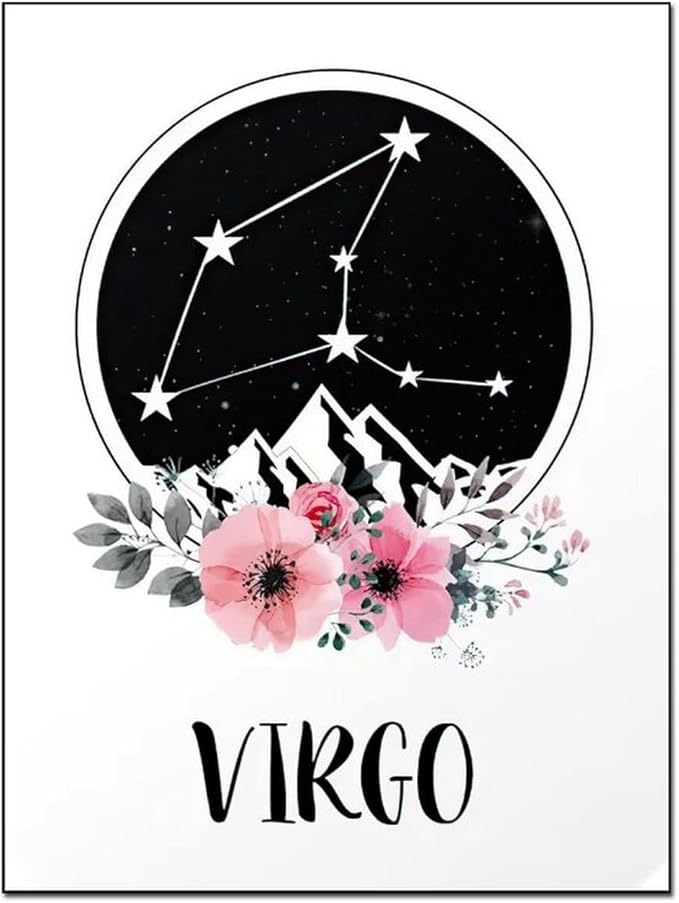 AAHARYA Virgo Zodiac Star Sign Posters Wall Art Canvas Painting Wall Art Poster for Bedroom Living Room Decor 12x16inch(30x40cm) Unframe-style-11 - Virgo Poster for men
