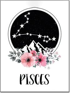 AAHARYA Pisces Zodiac Star Sign Posters Wall Art Canvas Painting Posters And Prints Wall Art Pictures for Living Room Bedroom Decor 12x16inch(30x40cm) Frame-style - Pisces Canvas for men