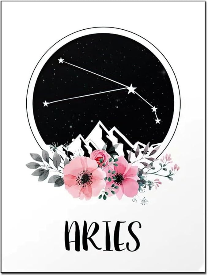 AAHARYA Aries Zodiac Star Sign Posters Wall Art Canvas Painting Wall Art Poster for Bedroom Living Room Decor 8x10inch(20x26cm) Unframe-style-8 - Aries Poster for men