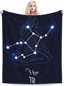 Constellation and Zodiac Virgo Blanket, Soft Lightweight Fluffy Zodiac Flannel Throw Blanket for Couch Sofa Bed Decor, Birthday Gifts 80"X60" for Adult Blanket - Virgo Blanket for men