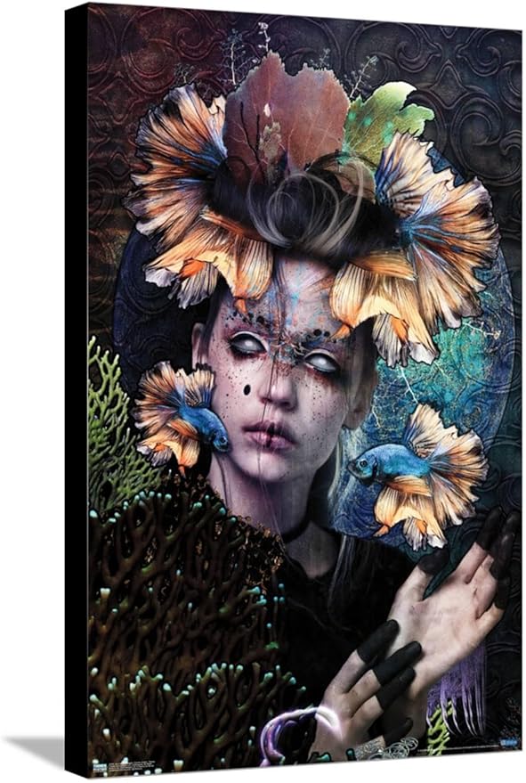 Trends International Jena DellaGrottaglia: Cosmic Zodiac - Pisces Wall Poster, 14.72" x 22.37", Stretched Canvas - Pisces Canvas for men