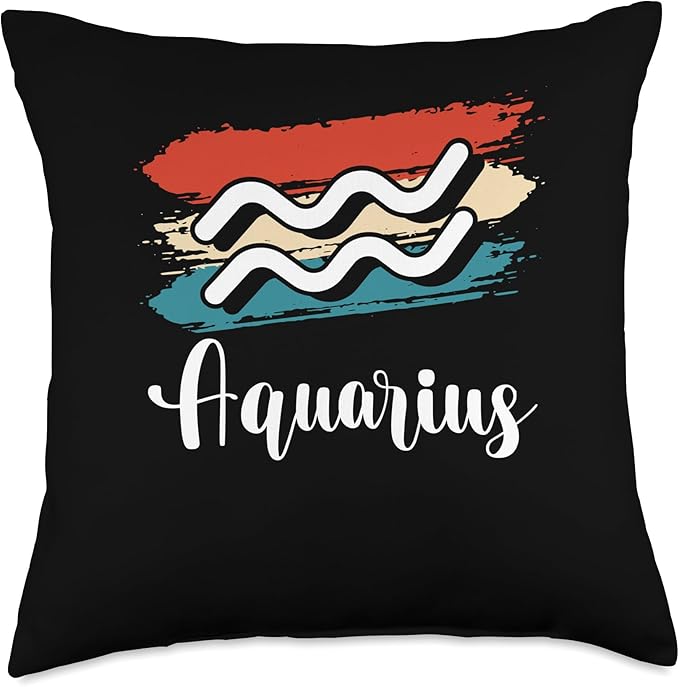 Zodiac Designs Constellation Starry Sky Vintage Retro Aquarius Zodiac Sign Star Constellation Throw Pillow, 18x18, Multicolor - Aquarius Pillow for men