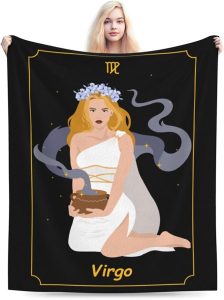 Beautiful Virgo Zodiac Sign Throw Blanket for Couch Bed Sofa Soft and Comfortable Blankets 50"x40" Anti-Pilling Flannel Blanket - Virgo Blanket for men