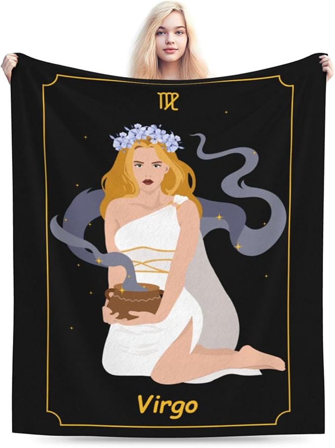 Beautiful Virgo Zodiac Sign Throw Blanket for Couch Bed Sofa Soft and Comfortable Blankets 50"x40" Anti-Pilling Flannel Blanket - Virgo Blanket for men
