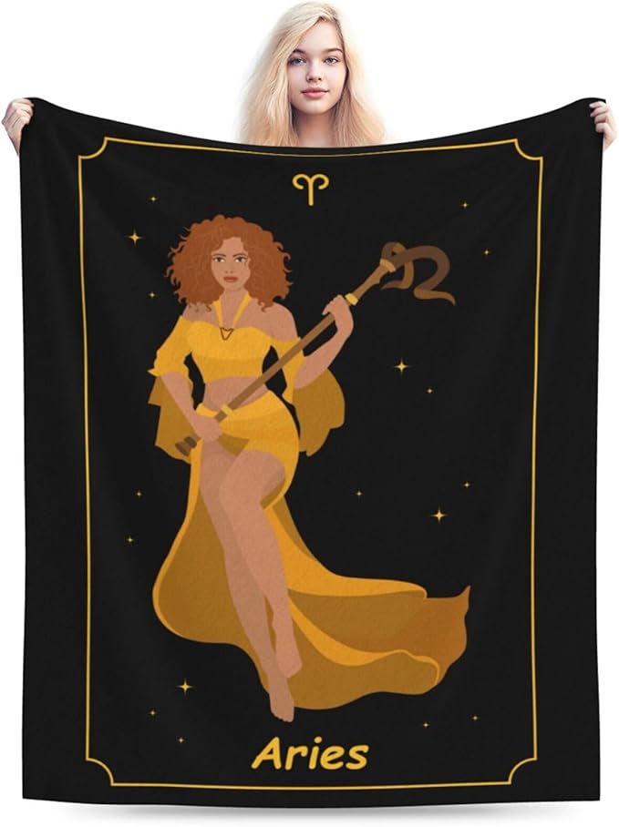 Beautiful Aries Horoscope Throw Blanket for Couch Bed Sofa Soft and Comfortable Blankets 40"x30" Anti-Pilling Flannel Blanket - Aries Blanket for men