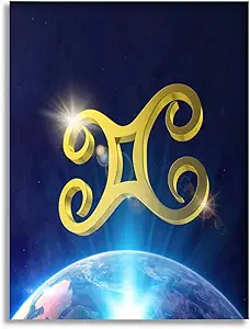 Bathroom Wall Art Decor Bathroom Pictures for Wall Artwork 3D gemini zodiac symbol space light rays Framed Canvas Wall Art for Bedroom Dining Room Farmhouse 16"x20" - Gemini Canvas for men