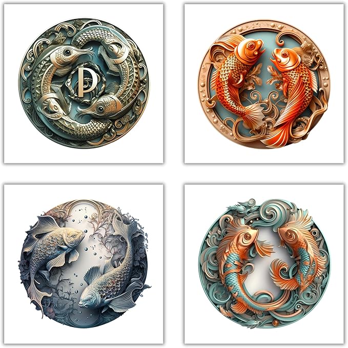 XERE 20 Pcs Pisces Zodiac Sign Stickers, 2.5" Vinyl Decal Sticker for Laptop, Phone, Water Bottle, Car, Journaling Notebooks, Sketchbook, Bookmark Making, Junk Journal, Scrapbook Art Supplies - Pisces for men