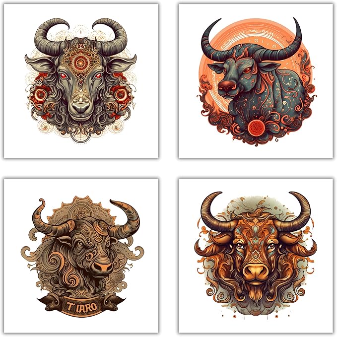 XERE 20 Pcs Taurus Zodiac Sign Stickers, 2.5" Vinyl Decal Sticker for Laptop, Phone, Water Bottle, Car, Journaling Notebooks, Sketchbook, Bookmark Making, Junk Journal, Scrapbook Art Supplies - Taurus for men