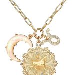 MISS RIGHT Gold Zodiac Sign Coin Necklace with Opal Crescent Moon Charm for Women Trendy, Dainty Gold Paperclip Chain 12 Constellation Horoscope Necklaces Astrology Jewelry Gifts - Taurus Products for men