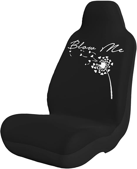 Blow Me Dandelion Universal Truck SUV Car Seat Cover Set of 2 Car Interior Seat Covers Black - Aries Car Seat Cover for men